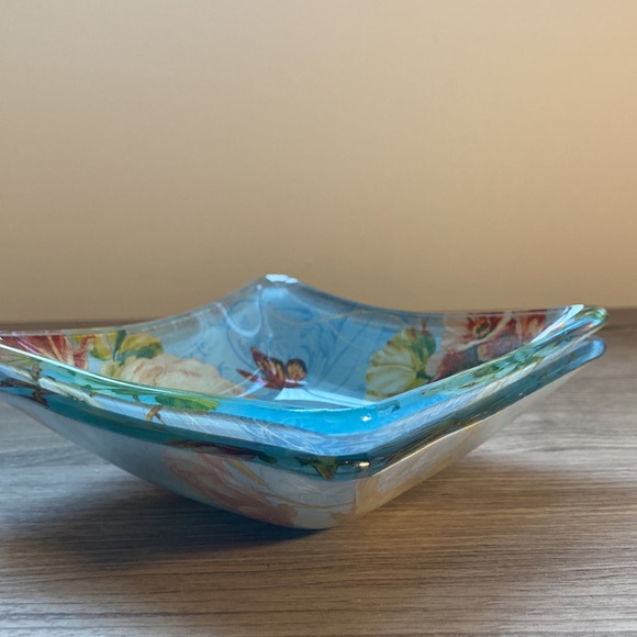 Lisa Audit square (2) glass bowls butterflies pivoine - Picture 5 of 13